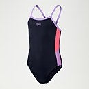 Girls' Dive Thinstrap Muscleback Swimsuit Navy/Lilac