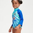 Langärmliger Rüschen-Badeanzug für Mädchen im Kleinkindalter Blau