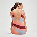 Bedruckter Badeanzug mit U-Rückenausschnitt für Damen Weinrot/Koralle
