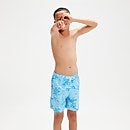 Bedruckte 38 cm Schwimmshorts für Jungen Blau/Weiß