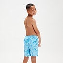 Bañador corto estampado de 38 cm para niño, azul/blanco