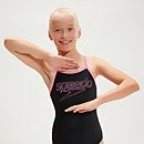 Bañador con tirantes finos Muscleback para niña, negro/rosa