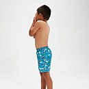 Bañador corto infantil de 28 cm para niño, azul/blanco
