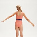 Girl's Contrast Belt Swimsuit Coral/Lilac