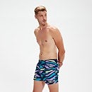 Men's Printed Leisure 14" Swim Shorts Blue/Aqua