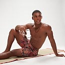 Men's Digital Printed Leisure 18" Swim Shorts Oxblood/Coral