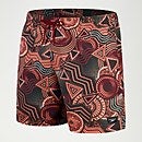 Men's Digital Printed Leisure 18" Swim Shorts Oxblood/Coral