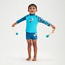 Camiseta infantil de neopreno estampada de manga larga para niño, azul