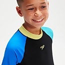 Conjunto de camiseta de neopreno y bañador entallado para niño, negro/azul