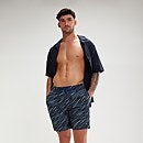Men's Printed Leisure 18" Swim Shorts Black/Blue