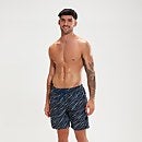 Men's Printed Leisure 18" Swim Shorts Black/Blue