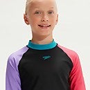 Conjunto de camiseta de neopreno y bañador entallado Colourblock para niña, negro/rosa