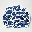 Bedruckte Silikon-Badekappe für Kinder Blau/Weiß