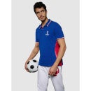 FIFA - Blue and White Colourblocked Polo Collar Cotton T-shirt (LCEFIFAF2)