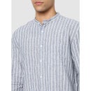 Light Grey Regular Fit Classic Striped Cotton Casual Shirt (BABALIN)