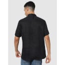 Black Solid Regular Fit Classic Linen Casual Shirt (BAMACAR)