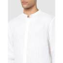 White Solid Regular Fit Classic Casual Shirt (BAMAOFLAX)