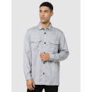 Grey Classic Relaxed Fit Solid Cotton Casual Shirt (BAOVERWAR)