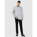 Grey Classic Relaxed Fit Solid Cotton Casual Shirt (BAOVERWAR)