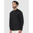 Black Classic Regular Fit Solid Cotton Casual Shirt (BAWAFFLE)