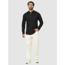 Black Classic Regular Fit Solid Cotton Casual Shirt (BAWAFFLE)