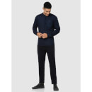 Navy Blue Classic Regular Fit Solid Cotton Casual Shirt (BAWAFF)