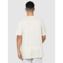 Off White Drop-Shoulder Sleeves Regular Fit Linen T-shirt (BELINO)