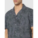 Charcoal Classic Regular Fit Floral Printed Casual Shirt (CALINFLO)