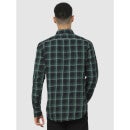 Green Classic Regular Fit Checked Casual Shirt (CAREPEAT2)