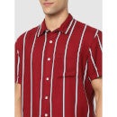 Red Classic Regular Fit Striped Casual Shirt (CATWILL2)