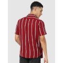 Red Classic Regular Fit Striped Casual Shirt (CATWILL2)