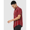 Red Vertical Regular Fit Stripes Shirt (Various Sizes)