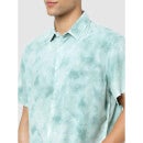 Blue Classic Regular Fit Printed Casual Shirt (CAVISTIC)