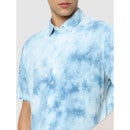 Blue and White Classic Printed Tie and Die Regular Fit Casual Shirt (CAVISTIC)