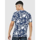 Blue Printed Tropical Cotton T-shirt (CECAN)