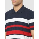 Multicolor Striped Polo Collar T-shirt (CEENGINR)