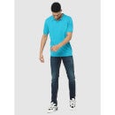 Blue Regular Fit Polo Collar T-shirt (CEFLOOR)
