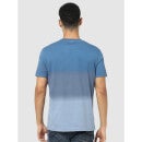 Blue Regular Fit V-Neck Collar Cotton T-shirt (CEGRADIAIN)