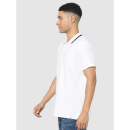 White Regular Fit Henley Neck T-shirt (CEPINGIN)