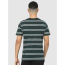 Green Regular Fit Striped T-shirt (CESTRIPE)