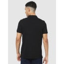 Black Solid Polo Collar T-shirt (TEONE)
