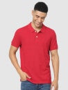 Red Solid Polo Collar T-shirt (TEONE)