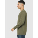 Olive Green Solid V-Neck Viscose Rayon Pullover Sweater (BEFIRSTV)