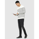 White Horizontal Regular Fit Stripes Sweater (Various Sizes)