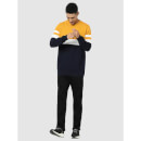 Navy Blue and White Colourblocked Pullover Sweater (CEBOX)