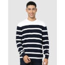 Navy Blue and White Striped Pullover Sweater (CECLOSE)