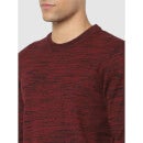 Maroon Printed Regular Fit Pullover Sweater (CEFILL)