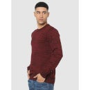 Maroon Printed Regular Fit Pullover Sweater (CEFILL)