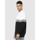 Black and White Printed Regular Fit Pullover Sweater (CEJAQ)