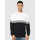 Black and White Printed Regular Fit Pullover Sweater (CEJAQ)